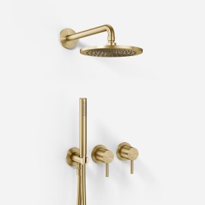 Semplice SBR801 S05 - Brusesæt Rain DeLuxe Ø20 cm, Væg, PVD Børstet Messing