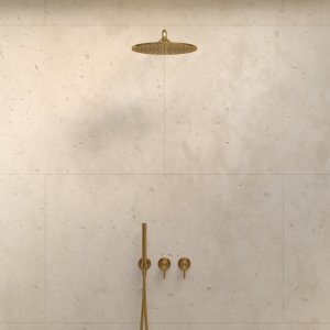 Semplice SBR801 S07 - Brusesæt, Rain DeLuxe Ø30 cm, Væg, PVD Børstet Messing