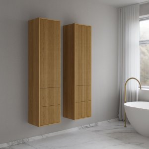 Noorwork NHC4317 - 40x35x170 cm, Snedkerhøjskab m/2 skuffer i Natur Eg 