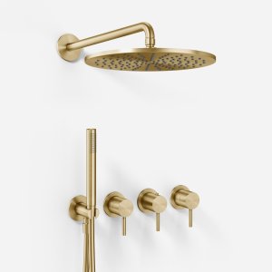 Semplice STB801 S07 - Rain DeLux SmartTerm Ø30 cm EasyClean, Væg, PVD Børstet Messing