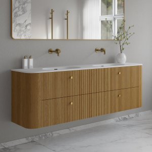 Noorwork 180D - Snedkermøbel i Natur Eg inkl. Mathvid Corian® Dobbeltvask