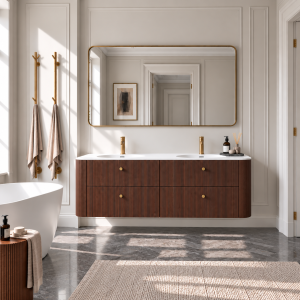 Noorwork 180D - Snedkermøbel i Valnød inkl. Mathvid Corian® bordplade m/dobbeltvask.