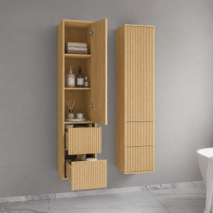 Noorwork NHC4317 - Cabinet, 40x35x170 cm w/2 drawers in Light Natural Oak