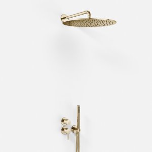 Semplice SBR901 S13 - Shower set Rain DeLuxe Ø40 cm, Wall, Polished Brass Natural