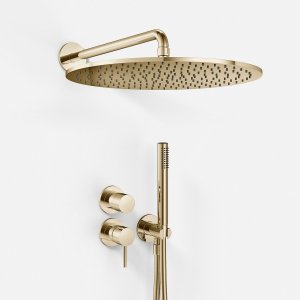 Semplice SBR901 S13 - Shower set Rain DeLuxe Ø40 cm, Wall, Polished Brass Natural