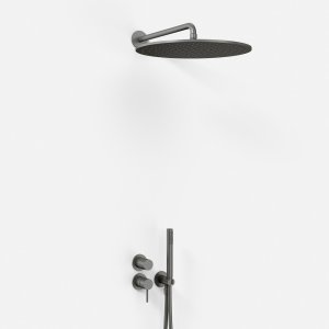 Semplice SBR901 S13 - Shower set Rain DeLuxe Ø40, Wall, PVD Matt Gun Metal