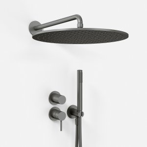 Semplice SBR901 S13 - Shower set Rain DeLuxe Ø40, Wall, PVD Matt Gun Metal