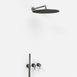 Semplice SBR801 S13 - Brusesæt Rain DeLuxe Ø40, Væg, PVD Matt Gun Metal