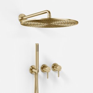 Semplice SBR801 S13 - Rain DeLuxe Ø40, Væg, PVD Børstet Messing