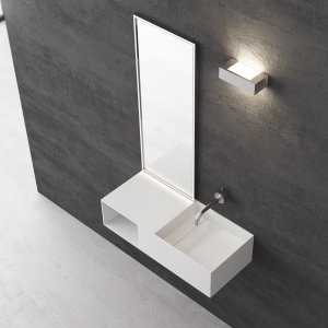 Boxo 80R - 80x35 Vask til højre, Mathvid SolidTec®