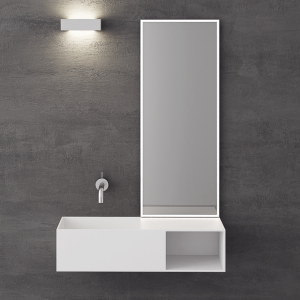 Boxo 80L - 80x35, Vask til venstre, Mathvid SolidTec®