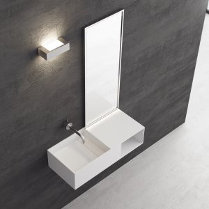 Boxo 80L - 80x35, Vask til venstre, Mathvid SolidTec®