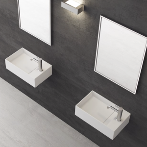 Kubo 50SL - 50x30, Vask til venstre Mathvid SolidTec®