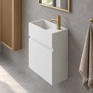 Compact 02L - Laundry cabinet 40x20, Matt White SolidTec®