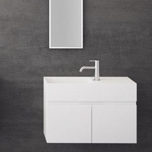 Compact 08L - Washbasin cabinet 75x32, Matt White SolidTec®