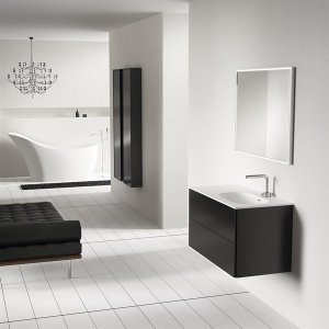 Block Soft 90R - Badmøbel 90x46 cm, Matsort m/ SolidTec® vask til højre