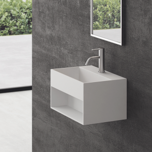 Boxo 45S - 45x30 cm Håndvask med opbevaring, Mathvid SolidTec®