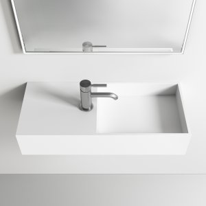 Kubo Inside 75R - 75x32.5 Sink on the right, Matt White SolidTec®