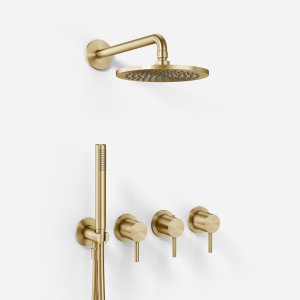 Semplice STB801 S05 - Rain DeLux SmartTerm Ø20 cm EasyClean, Væg, PVD Børstet Messing