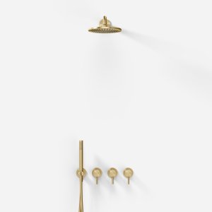 Semplice STB801 S05 - Rain DeLux SmartTerm Ø20 cm EasyClean, Væg, PVD Børstet Messing