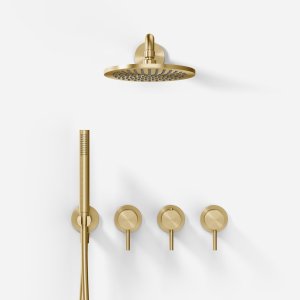 Semplice STB801 S05 - Rain DeLux SmartTerm Ø20 cm EasyClean, Væg, PVD Børstet Messing